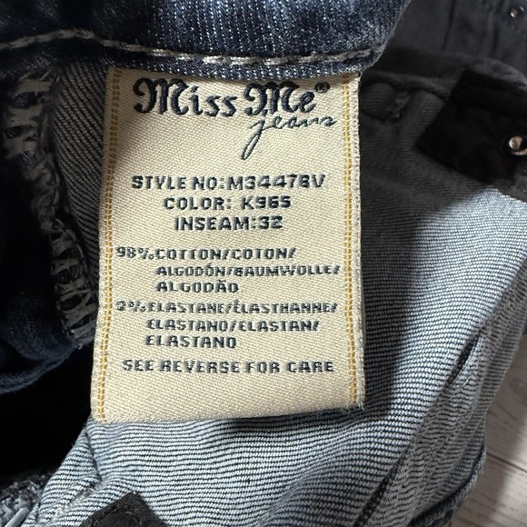 Miss Me Chloe Boot Jeans Women 30 Mid Rise Embellished 30x30 Distressed Bling - Picture 9 of 16